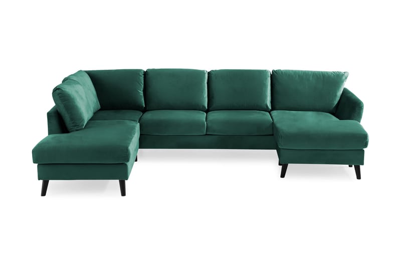 Trend 4-seters Venstrevendt U-formet Sofa med Divan og Sjeselong i Fløyel - Grønn - Møbler - Sofaer - Fløyel sofaer