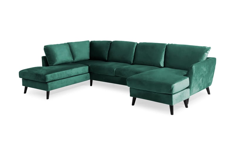 Trend 4-seters Venstrevendt U-formet Sofa med Divan og Sjeselong i Fløyel - Grønn - Møbler - Sofaer - Fløyel sofaer