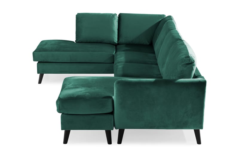 Trend 4-seters Venstrevendt U-formet Sofa med Divan og Sjeselong i Fløyel - Grønn - Møbler - Sofaer - Fløyel sofaer
