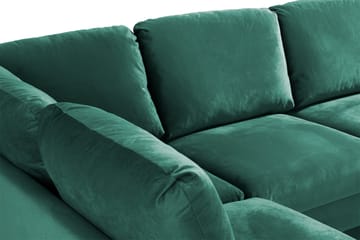 Trend 4-seters Venstrevendt U-formet Sofa med Divan og Sjeselong i Fløyel - Grønn - Møbler - Sofaer - Fløyel sofaer