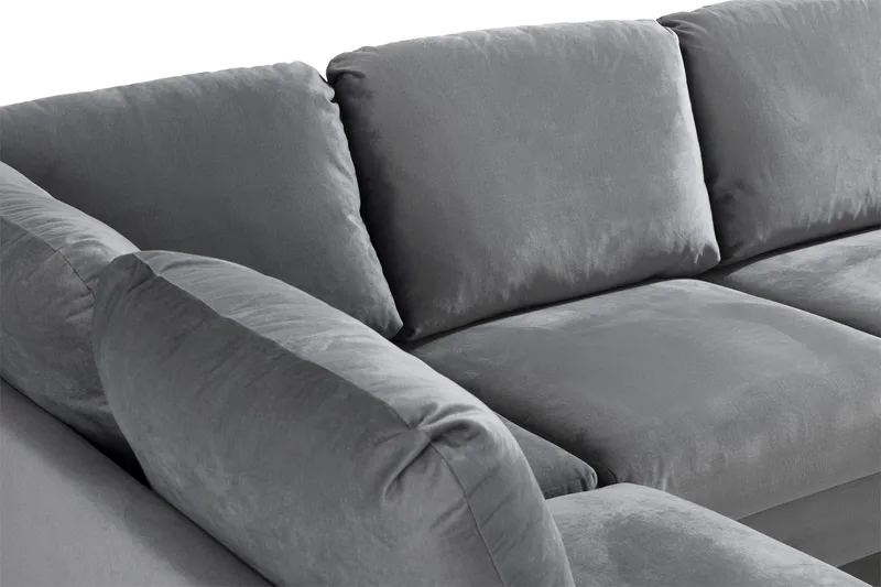 Trend 4-seters Venstrevendt U-formet Sofa med Divan og Sjeselong i Fløyel - Lys grå - Møbler - Sofaer - Fløyel sofaer