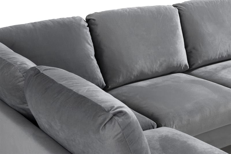 Trend 4-seters Venstrevendt U-formet Sofa med Divan og Sjeselong i Fløyel - Lys grå - Møbler - Sofaer - Fløyel sofaer
