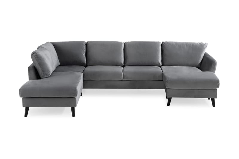 Trend 4-seters Venstrevendt U-formet Sofa med Divan og Sjeselong i Fløyel - Lys grå - Møbler - Sofaer - Fløyel sofaer