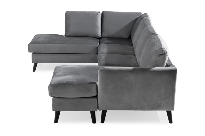 Trend 4-seters Venstrevendt U-formet Sofa med Divan og Sjeselong i Fløyel - Lys grå - Møbler - Sofaer - Fløyel sofaer