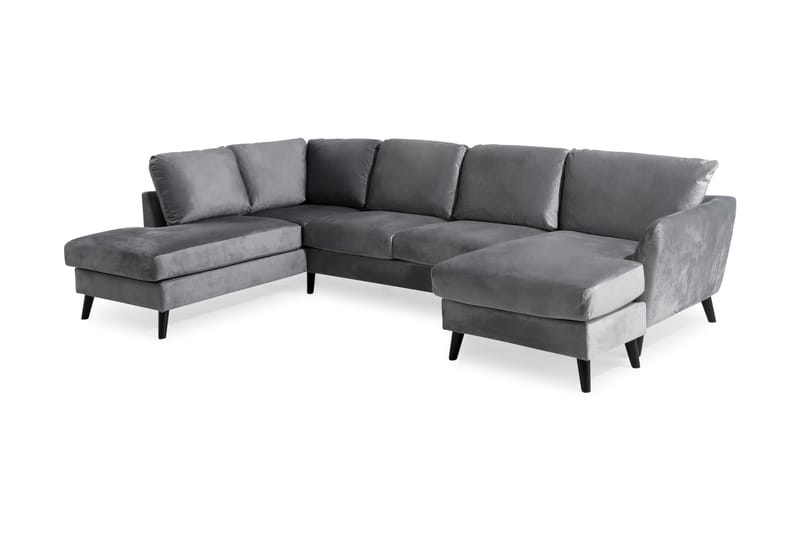 Trend 4-seters Venstrevendt U-formet Sofa med Divan og Sjeselong i Fløyel - Lys grå - Møbler - Sofaer - Fløyel sofaer