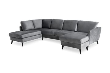 Trend 4-seters Venstrevendt U-formet Sofa med Divan og Sjeselong i Fløyel - Lysegrå - Møbler - Sofaer - Fløyel sofaer