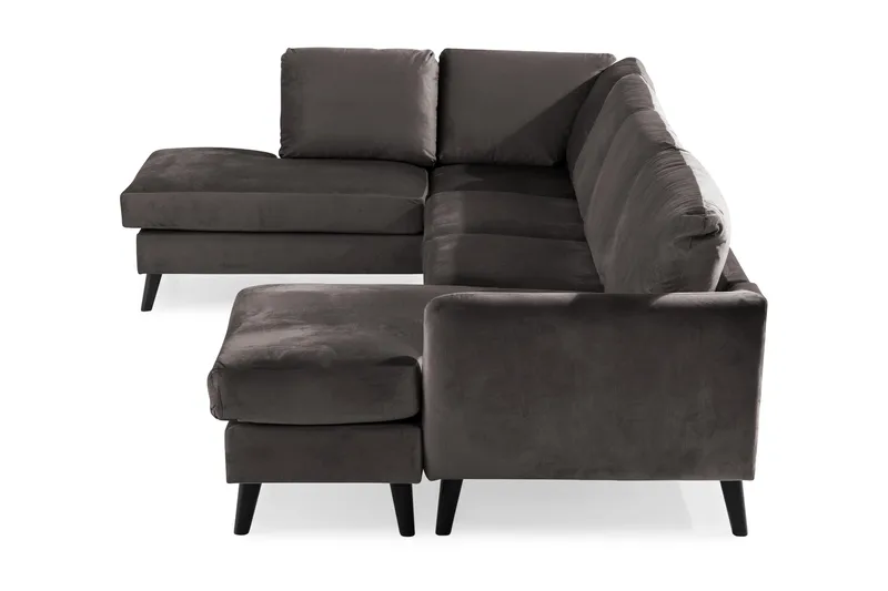 Trend 4-seters Venstrevendt U-formet Sofa med Divan og Sjeselong i Fløyel - Mørk grå - Møbler - Sofaer - Fløyel sofaer