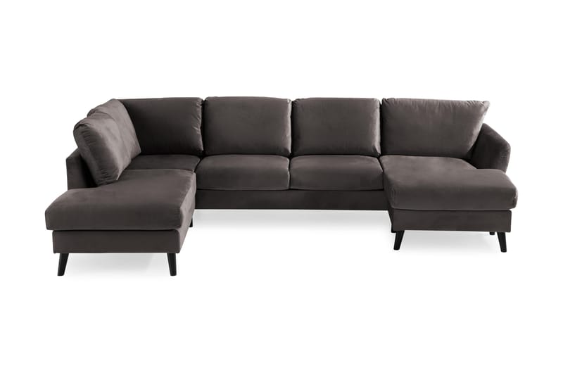 Trend 4-seters Venstrevendt U-formet Sofa med Divan og Sjeselong i Fløyel - Mørk grå - Møbler - Sofaer - Fløyel sofaer