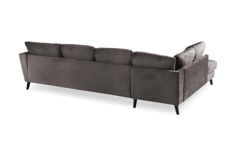 Trend 4-seters Venstrevendt U-formet Sofa med Divan og Sjeselong i Fløyel - Mørk grå - Møbler - Sofaer - Fløyel sofaer