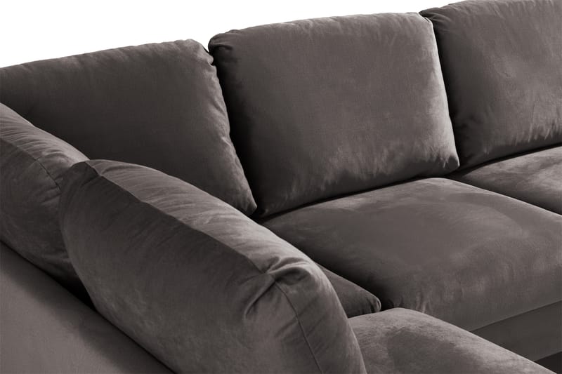 Trend 4-seters Venstrevendt U-formet Sofa med Divan og Sjeselong i Fløyel - Mørk grå - Møbler - Sofaer - Fløyel sofaer