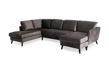 Trend 4-seters Venstrevendt U-formet Sofa med Divan og Sjeselong i Fløyel - Mørkegrå - Møbler - Sofaer - Fløyel sofaer