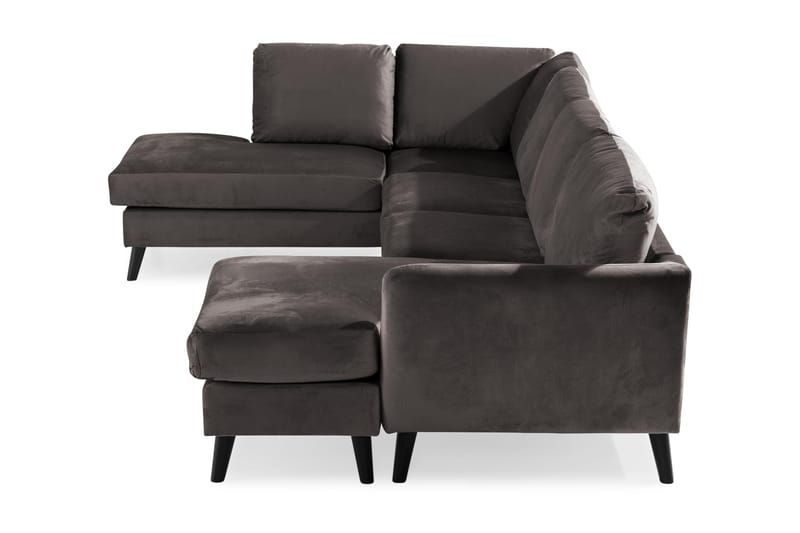 Trend 4-seters Venstrevendt U-formet Sofa med Divan og Sjeselong i Fløyel - Mørkegrå - Møbler - Sofaer - Fløyel sofaer