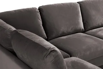Trend 4-seters Venstrevendt U-formet Sofa med Divan og Sjeselong i Fløyel - Mørkegrå - Møbler - Sofaer - Fløyel sofaer