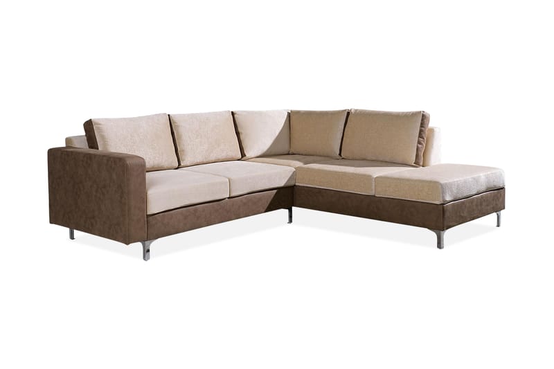 Truro Hjørnesofa Divan Høyre - Brun - Sofa med sjeselong - 4 seters sofa med divan - Fløyel sofaer