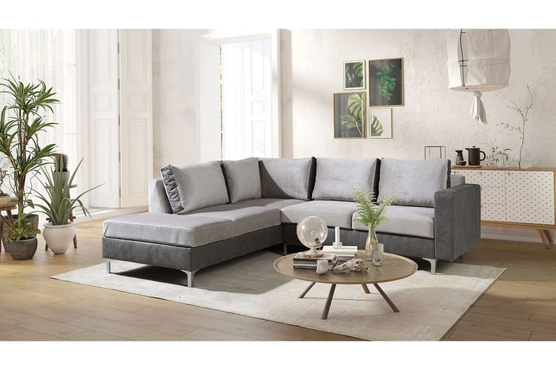 Truro Hjørnesofa Divan Venstre - Grå - Møbler - Sofaer - Fløyel sofaer
