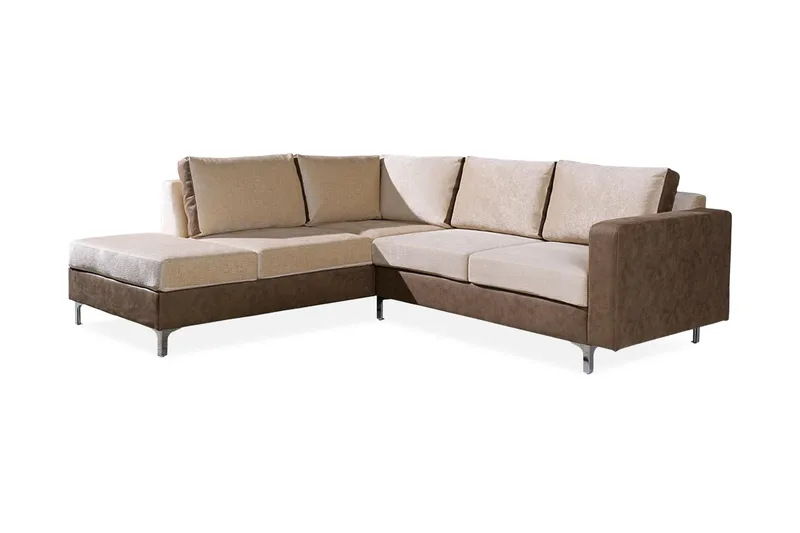 Truro Venstre L-formet Hjørnesofa med Sjeselong i Stoff, Sandbeige
