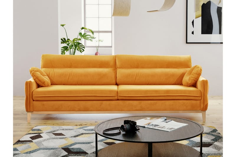 Yalungu 3-seter Sofa - Oransje - Fløyel sofaer - 4 seter sofa