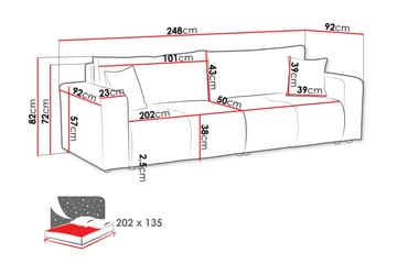 Flo 3-seter Sovesofa med Oppbevaring i Stoff - Oransje - Møbler - Sofaer - Sovesofaer