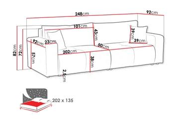 Flo Sovesofa 3-seter - Grå - Møbler - Sofaer - Sovesofaer
