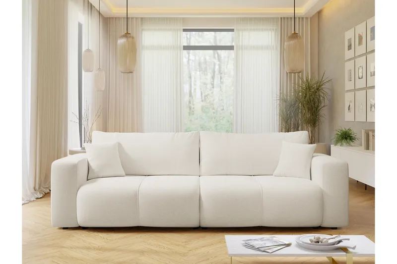 Flo Sovesofa 3-seter i Plysj - Grå - Møbler - Sofaer - Sovesofaer