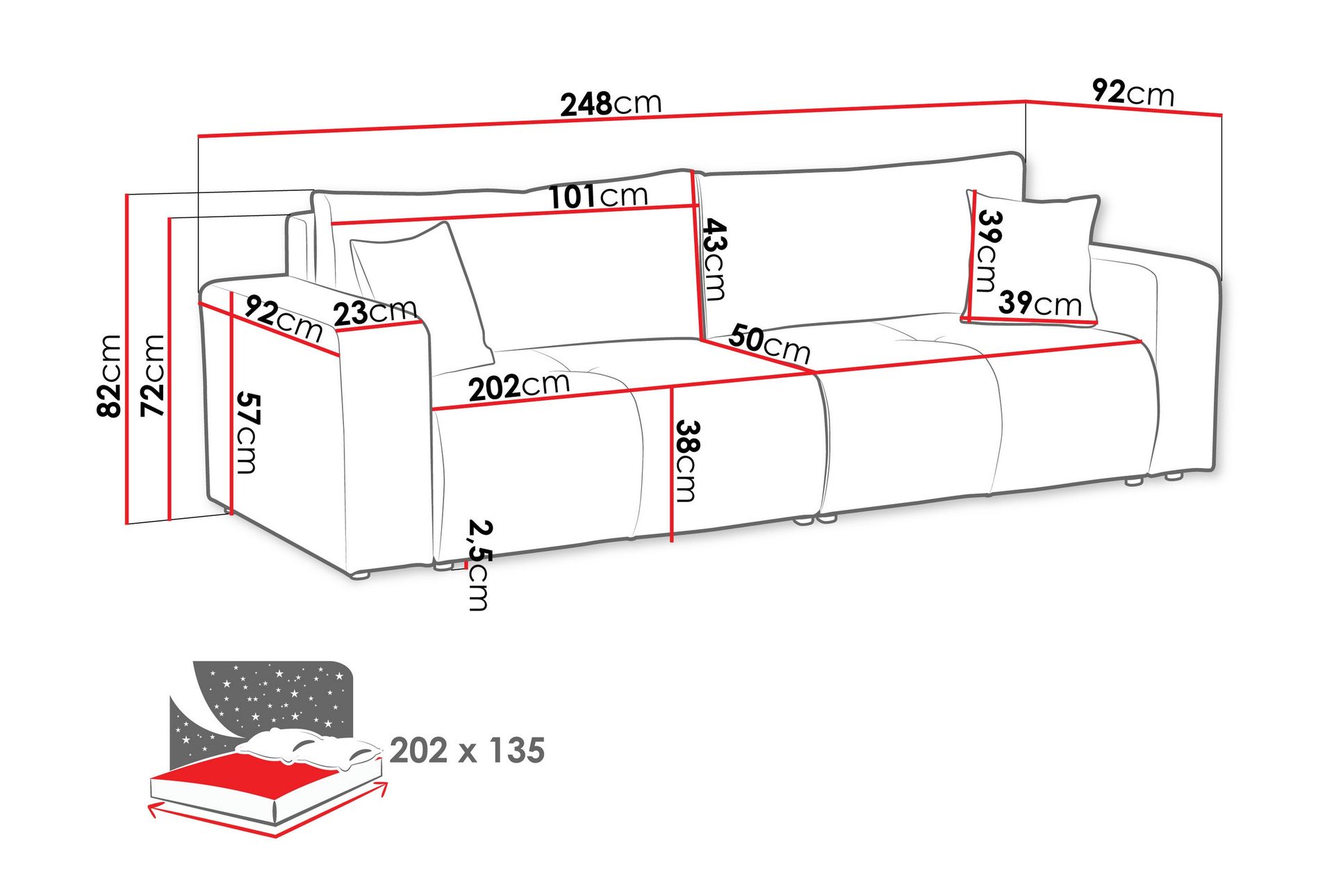 Flo Sovesofa 3-seter i Plysj - Gul - Møbler - Sofaer - Sovesofaer