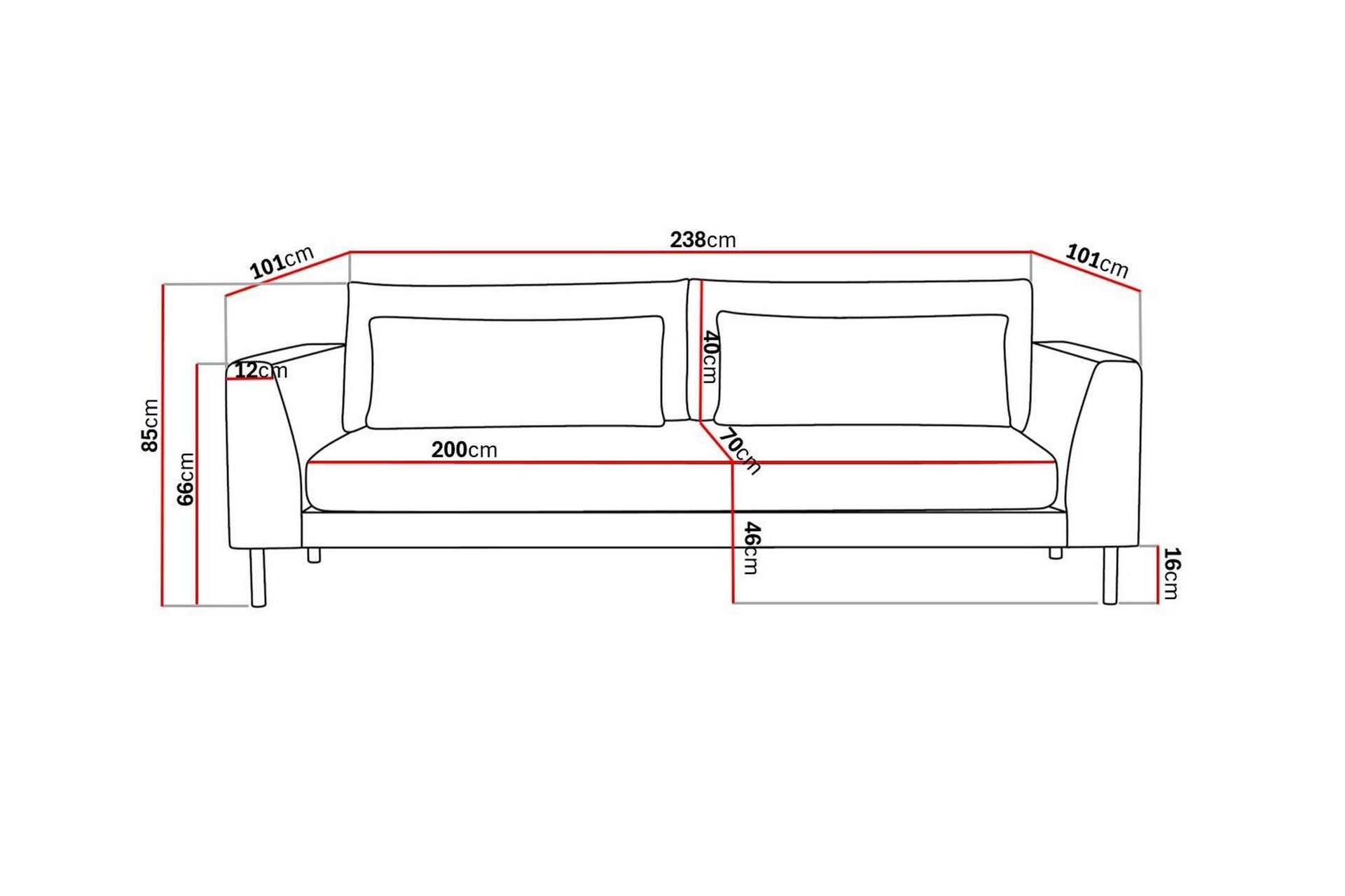 Florenz 3-seters Sofa i Chenille - Grå / Beige - Møbler - Sofaer - Sofa 3 seter