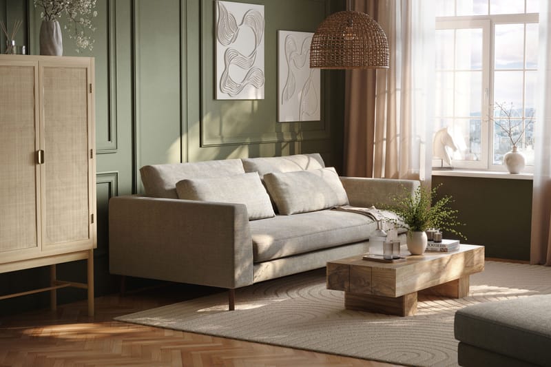 Florenz 3-seters Sofa i Chenille - Grå / Beige - Møbler - Sofaer - Sofa 3 seter