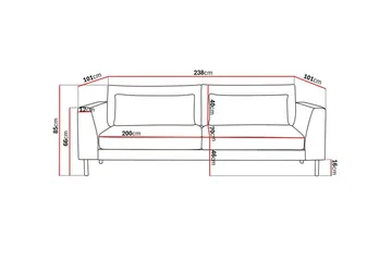 Florenz 3-seters Sofa i Chenille - Grå/Beige - Møbler - Sofaer - Sofa 3 seter