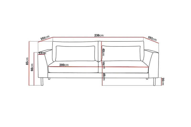 Florenz 3-seters Sofa i Chenille - Grå/Beige - Møbler - Sofaer - Sofa 3 seter