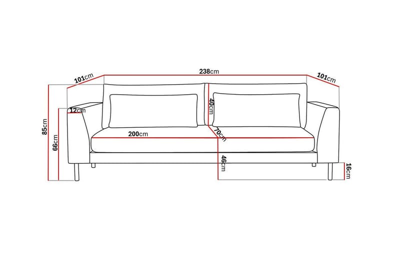 Florenz 3-seters Sofa i Chenille - Grå/Beige - Møbler - Sofaer - Sofa 3 seter