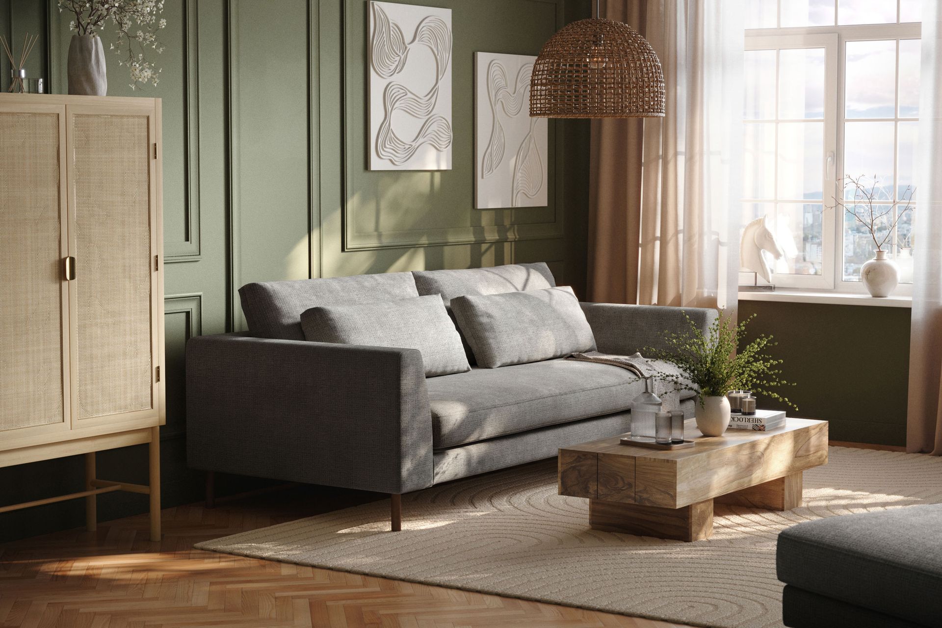 Florenz 3-seters Sofa i Chenille - Lys grå - Møbler - Sofaer - Sofa 3 seter
