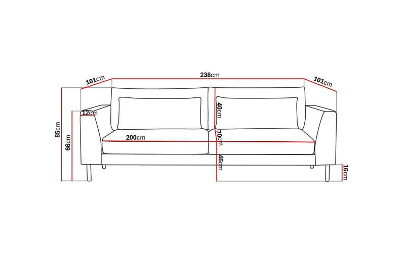 Florenz 3-seters Stoffsofa - Beige - Møbler - Sofaer - Sofa 3 seter