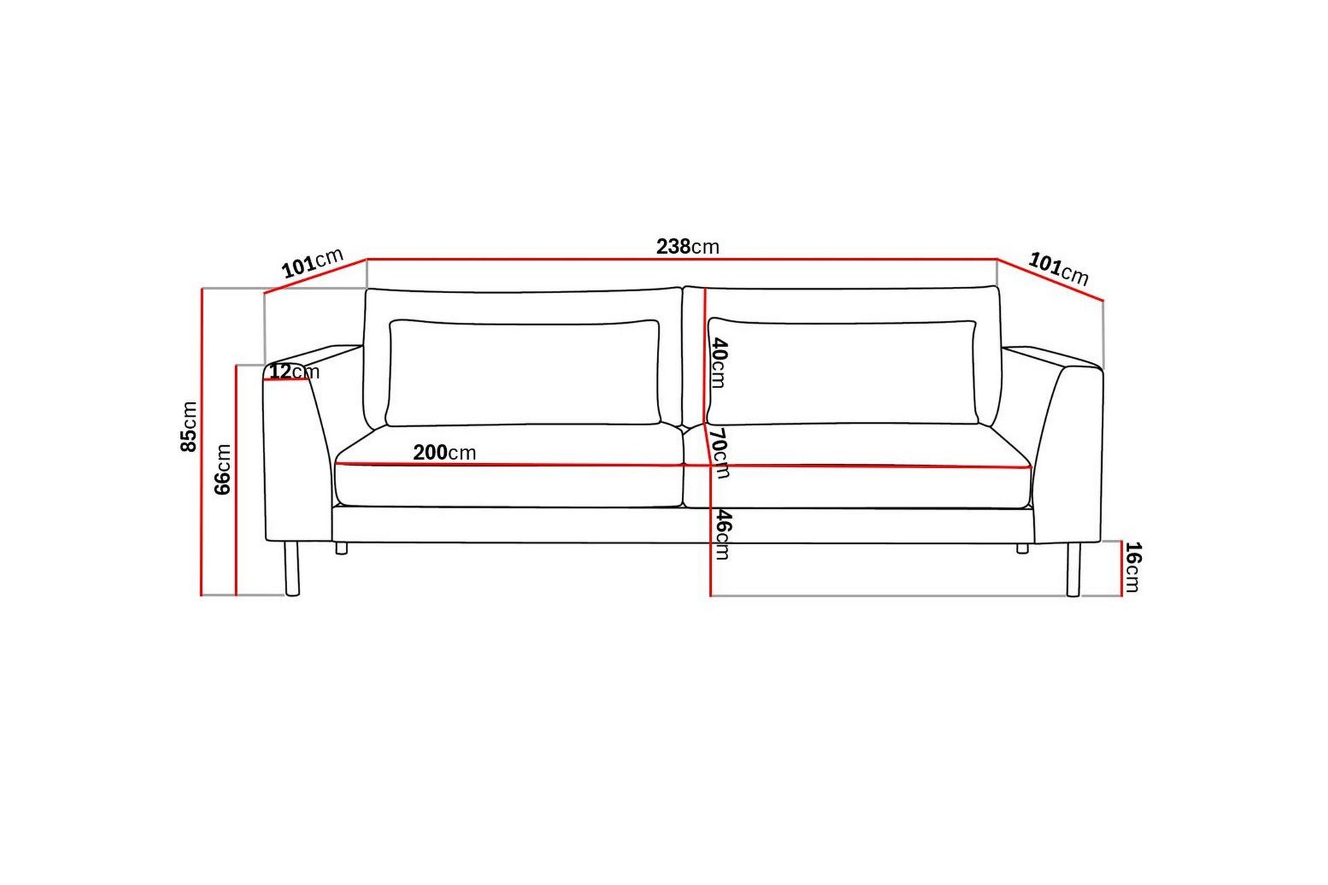 Florenz 3-seters Stoffsofa - Beige - Møbler - Sofaer - Sofa 3 seter
