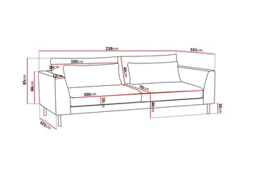 Florenz 3-seters Stoffsofa - Beige - Møbler - Sofaer - Sofa 3 seter