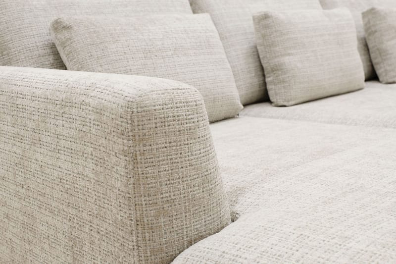Florenz 4-seters Høyrevendt U-formet Sofa med Divan og Sjeselong i Chenille - Grå / Beige - Møbler - Sofaer - U-sofa
