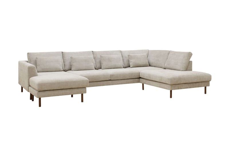 Florenz 4-seters Høyrevendt U-formet Sofa med Divan og Sjeselong i Chenille - Grå / Beige - Møbler - Sofaer - U-sofa