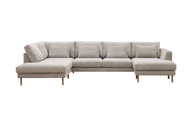 Florenz 4-seters Høyrevendt U-formet Sofa med Divan og Sjeselong i Chenille - Grå / Beige - Møbler - Sofaer - U-sofa