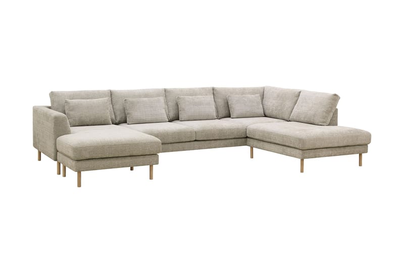 Florenz 4-seters Høyrevendt U-formet Sofa med Divan og Sjeselong i Chenille - Grå / Beige - Møbler - Sofaer - U-sofa