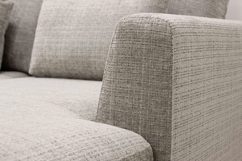 Florenz 4-seters Høyrevendt U-formet Sofa med Divan og Sjeselong i Chenille - Grå / Beige - Møbler - Sofaer - U-sofa