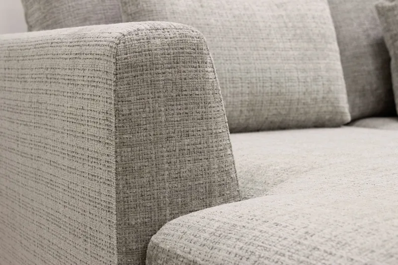 Florenz 4-seters Høyrevendt U-formet Sofa med Divan og Sjeselong i Chenille - Grå / Beige - Møbler - Sofaer - U-sofa