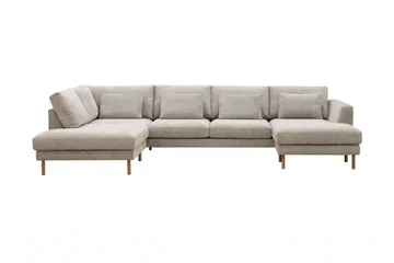 Florenz 4-seters høyrevendt U-formet sofa med divan og sjeselong i chenille - Grå/beige - Møbler - Sofaer - U-sofa