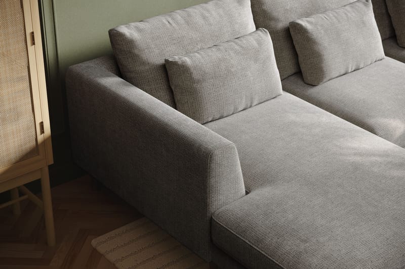 Florenz 4-seters Høyrevendt U-formet Sofa med Divan og Sjeselong i Chenille - Lys grå - Møbler - Sofaer - U-sofa