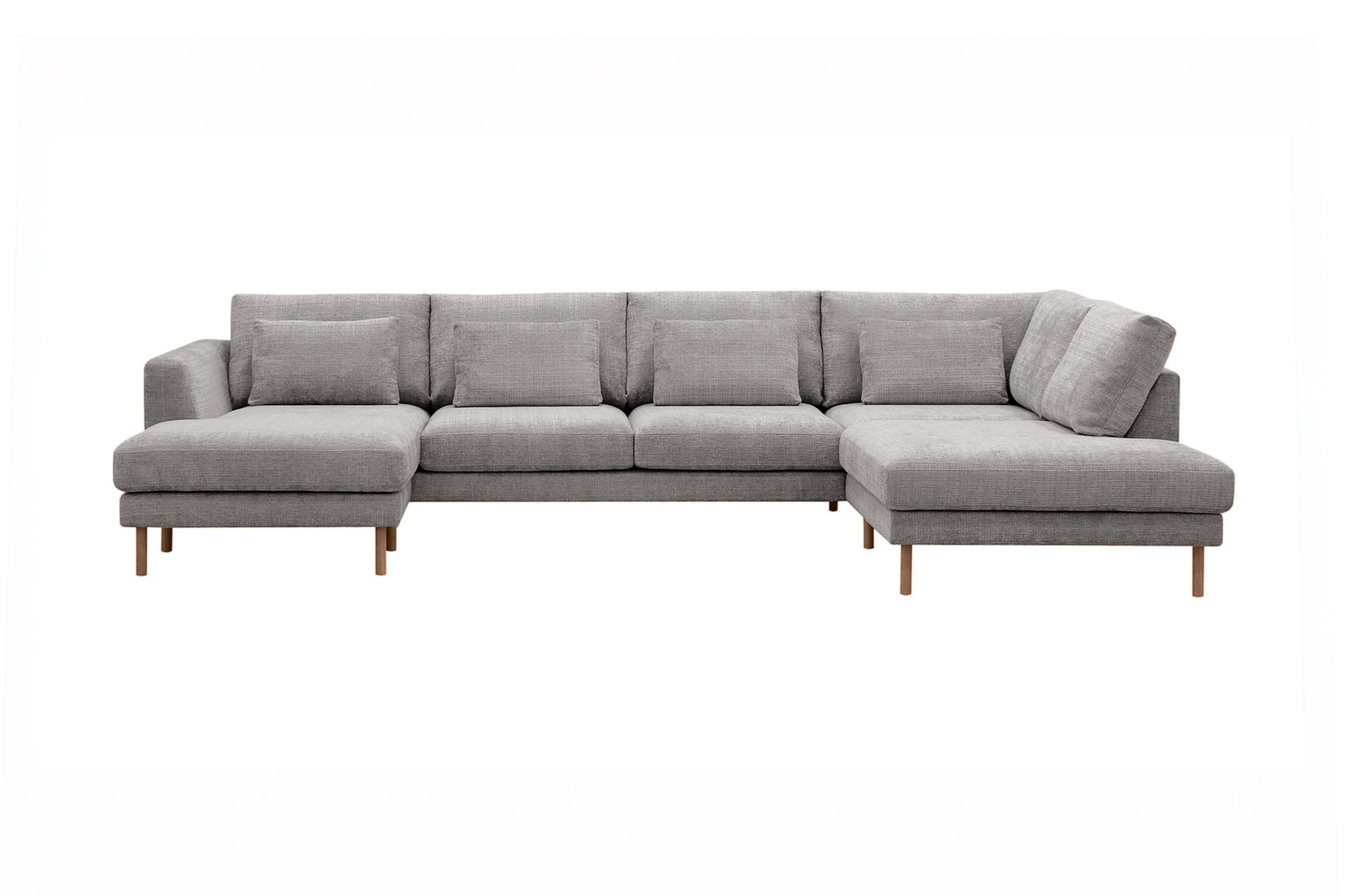 Florenz 4-seters høyrevendt U-formet sofa med divan og sjeselong i chenille - Lysegrå