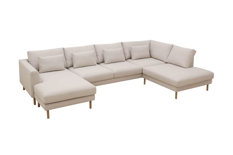 Florenz 4-seters Høyrevendt U-formet Sofa med Divan og Sjeselong i Stoff - Beige - Møbler - Sofaer - U-sofa