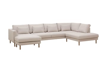 Florenz 4-seters Høyrevendt U-formet Sofa med Divan og Sjeselong i Stoff - Beige - Møbler - Sofaer - U-sofa