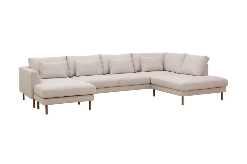 Florenz 4-seters Høyrevendt U-formet Sofa med Divan og Sjeselong i Stoff - Beige - Møbler - Sofaer - U-sofa