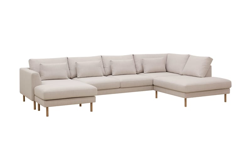 Florenz 4-seters Høyrevendt U-formet Sofa med Divan og Sjeselong i Stoff - Beige - Møbler - Sofaer - U-sofa