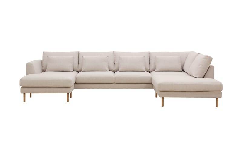 Florenz 4-seters Høyrevendt U-formet Sofa med Divan og Sjeselong i Stoff - Beige - Møbler - Sofaer - U-sofa
