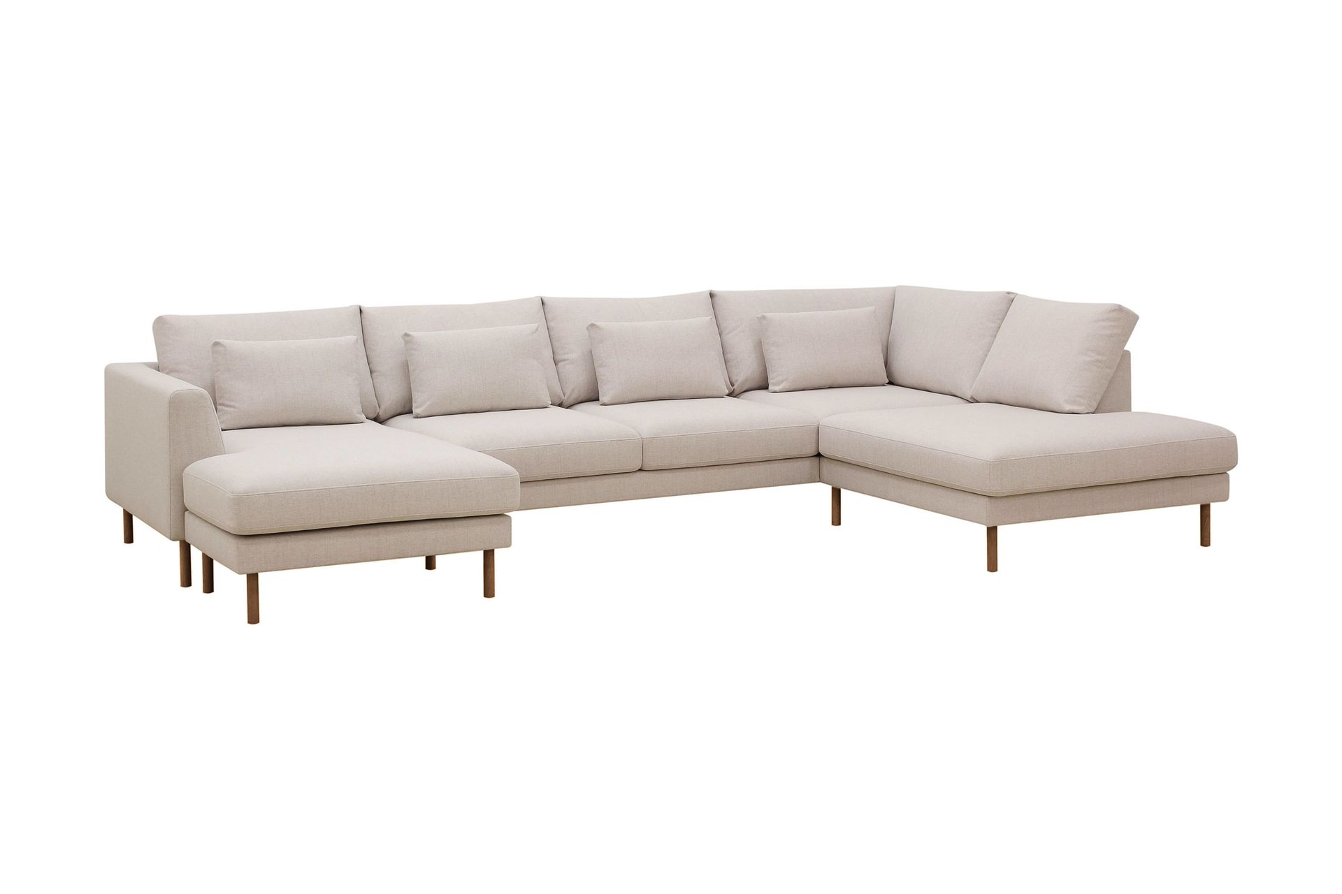 Florenz 4-seters Høyrevendt U-formet Sofa med Divan og Sjeselong i Stoff - Beige - Møbler - Sofaer - U-sofa