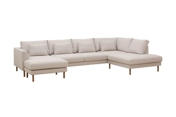Florenz 4-seters Høyrevendt U-formet Sofa med Divan og Sjeselong i Stoff - Beige - Møbler - Sofaer - U-sofa